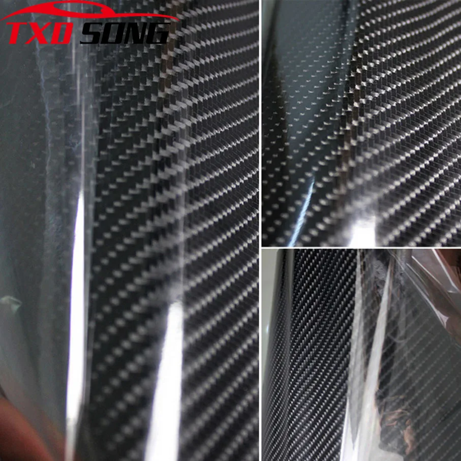 1.52x5m(5ftx16.4ft) Ultra High Glossy Black 5d oglekļa šķiedras uzlīme 5D oglekļa wrap plēve ar gaisa bezmaksas burbuļi, bezmaksas piegāde Attēls 4