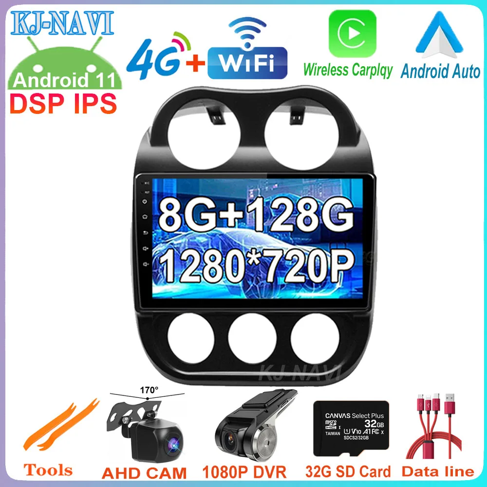 10.1 Collu DSP IPS Ekrāns, Android 11 Jeep Compass 1 MK 2009. -. gadam, Auto GPS Navigācija, Radio, Video Multimedia Stereo Atskaņotājs BT Attēls 3