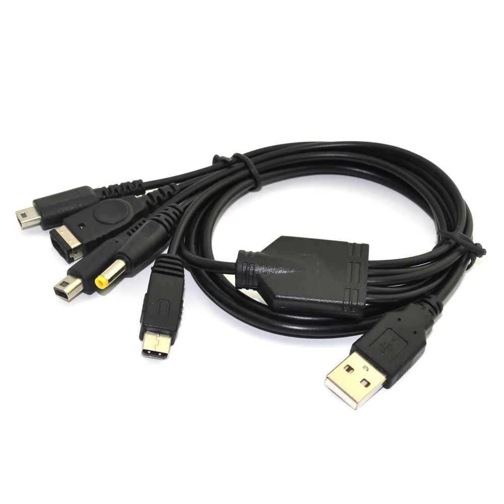100 GAB. Augstas kvalitātes 5in1 USB spēli jauda Lādētājs Uzlādes Vada Kabeļi Auklas PSP/Wii U GamePad/GBA SP/NDSL/3DS Attēls 1