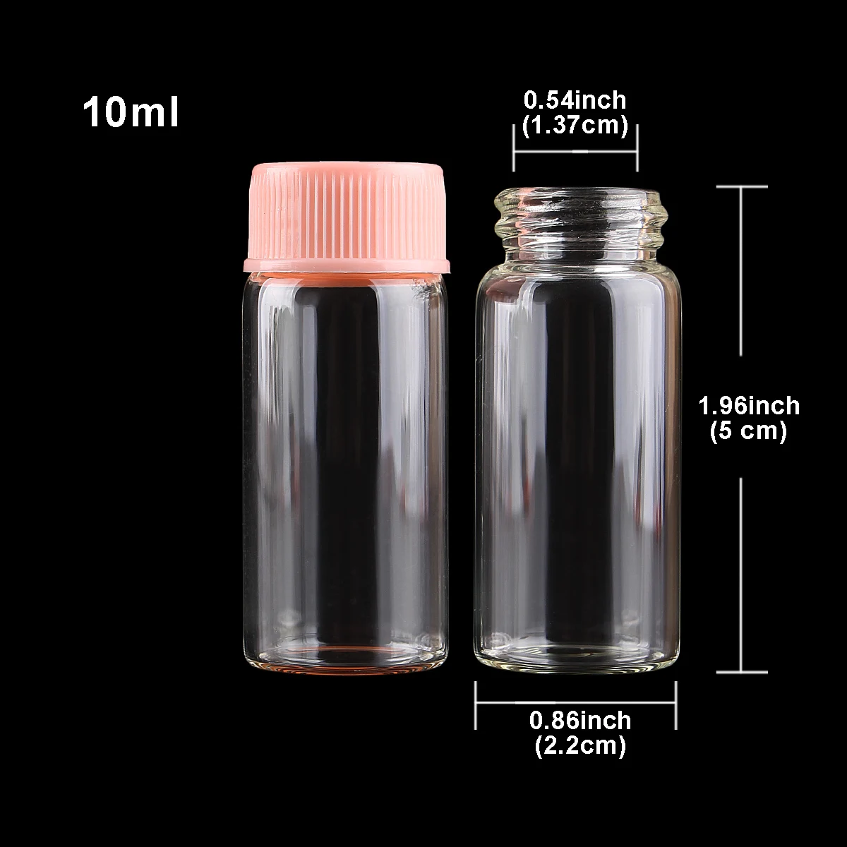 100 gabali 10ml 22*50mm Stikla Pudeles ar Rozā Plastmasas Vāki Spice Burkas Smaržu Pudeli, Mākslas Amatniecību Attēls 3