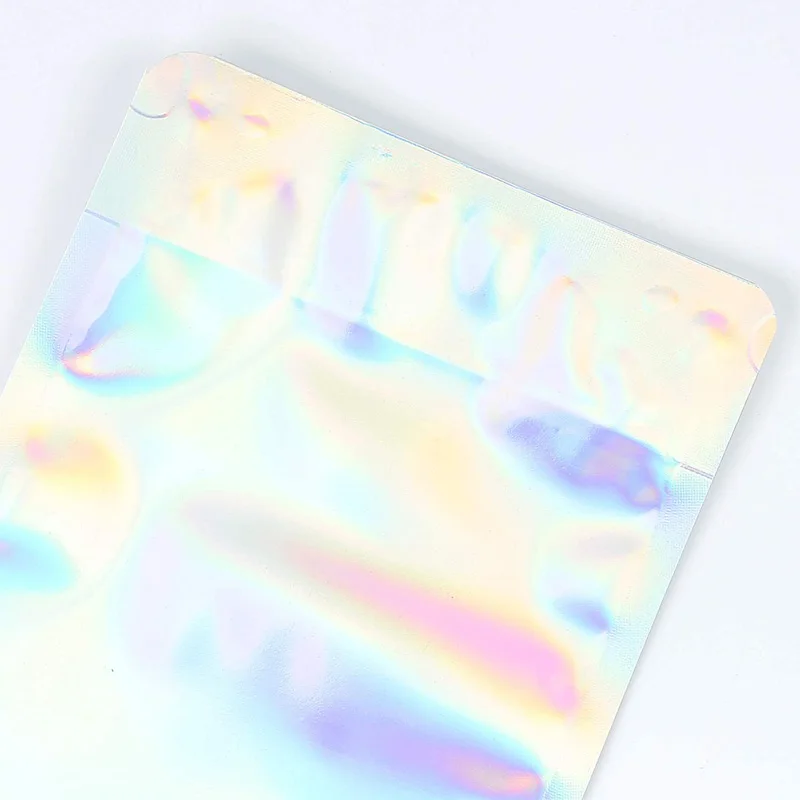 1000Pcs 6 Izmēra Lāzera Alumīnija Folijas Mylar soma Varavīksnes Hologrammas Piecelties Plastmasas Iepakojuma Maisiņu Ar Asaru Iecirtums Rūpnīcas Vairumtirdzniecības Attēls 4