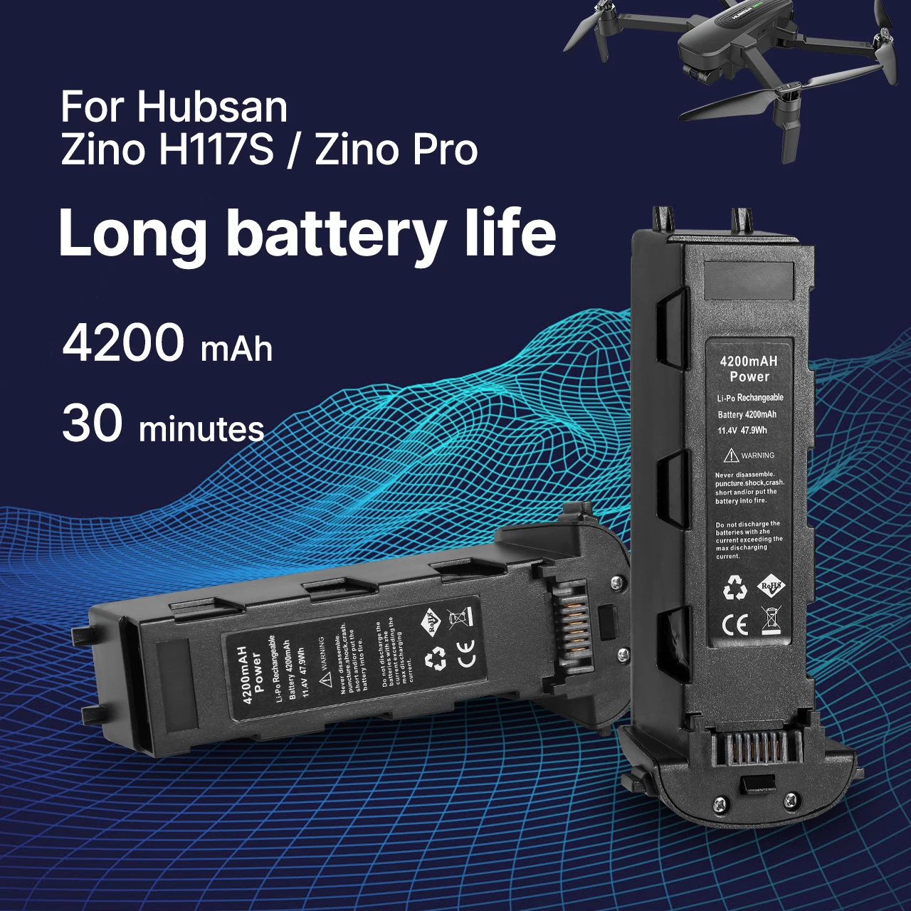 11.4 V 4200mAh Akumulatoru Hubsan H117S Zino GPS RC Dūkoņa Quadcopter Rezerves Daļas Intelligent Lidojumu Akumulatoru TĀLVADĪBAS Kameru Dūkoņa Attēls 4