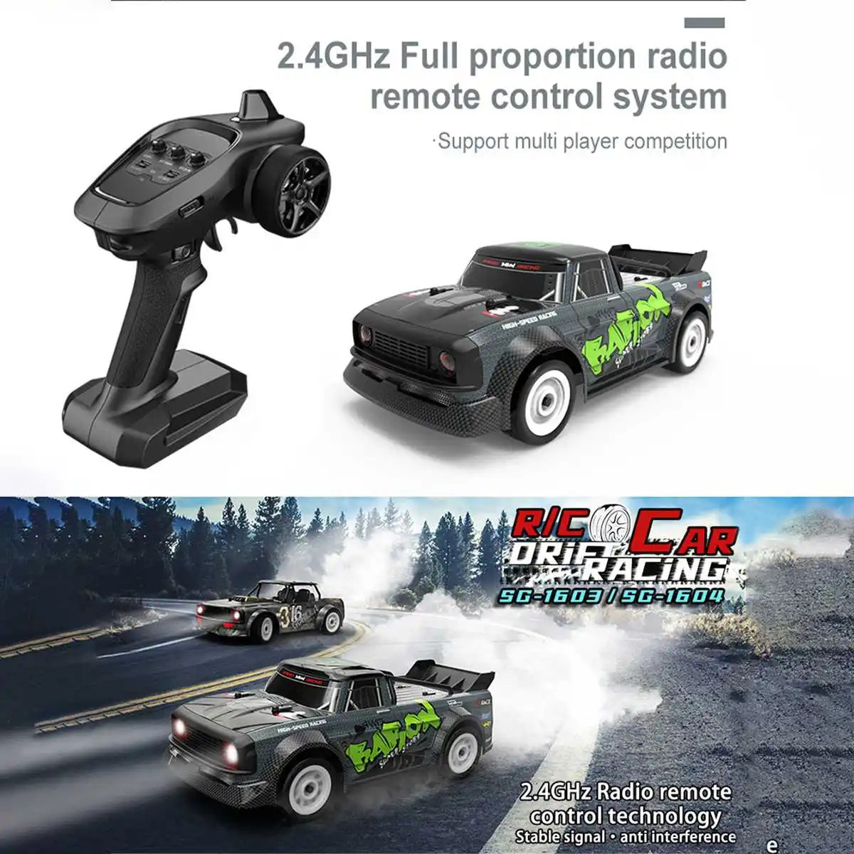 1603 RTR Brushless 60km/h Vairākas Akumulatoru 1/16 2.4 G 4WD RC Auto, LED Gaismas Proporcionāli Transportlīdzekļu Tālvadības pults Modelis ES MUMS ĀS Attēls 2
