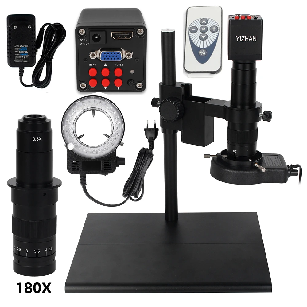 16MP HDMI VGA Digitālā Video Monokulāri Mikroskopa Kamera Continus Tālummaiņas 180X 130X C-Mount Lodēšanas Mobilo Telefonu Remonts, Instrumenti, Attēls 1