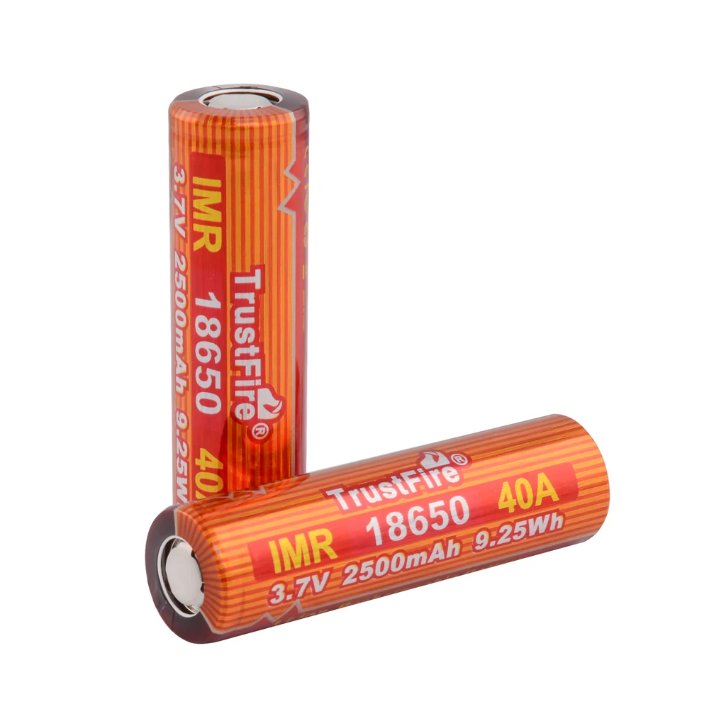 18pcs/daudz TrustFire IMR 18650 2500mAh 3,7 V 40A 9.25 Wh Augsta Likme, Uzlādējams Litija Akumulatoru E-cigaretes/LED Lukturi Attēls 3