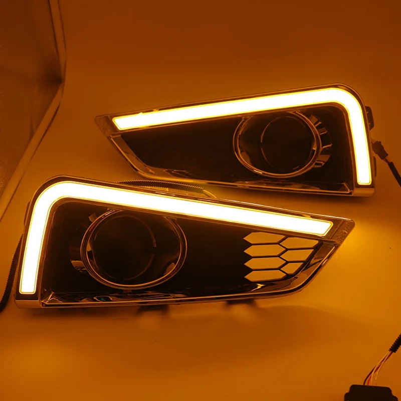 1set Auto LED Priekš Honda City 2016 Ar Dzeltenu Pagrieziena Funkciju, dzeltens auto stils Dienas Gaismas lukturi dienas gaitas lukturi Attēls 1