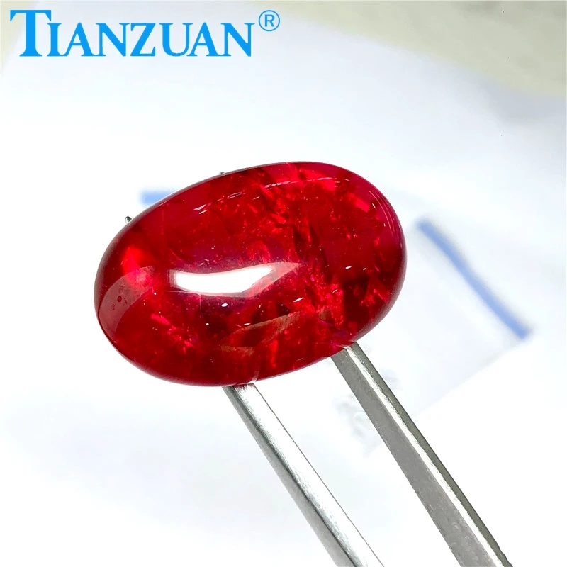 20*30 mm sarkanā krāsā, ovālas formas cabochon lab izveidots rubīns ar akmens ieslēgumi ir vaļīga akmens Attēls 1