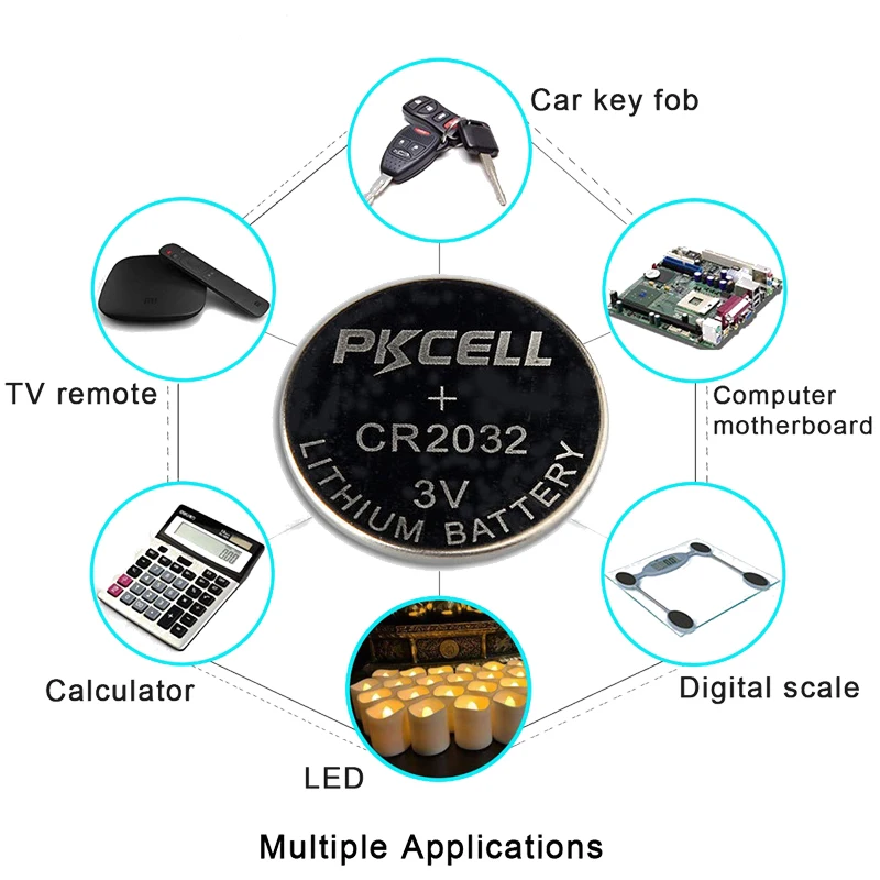 200Pcs/daudz CR2032 3 V Litija Bateriju DL2032 CR 2032 KCR2032 5004LC ECR2032 Pogu Monēta Šūnu Akumulatoru Pulksteņi Kalkulators Attēls 5
