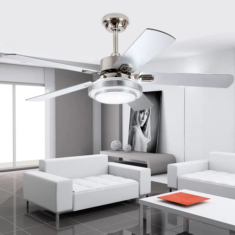 2019 Griestu Ventilators gaismas Modernu LED regulējams gaismas griestu ventilators gaismas modes dzelzs vienkāršu griestu lampa 42/52 Collu griestu ventilators Attēls 1