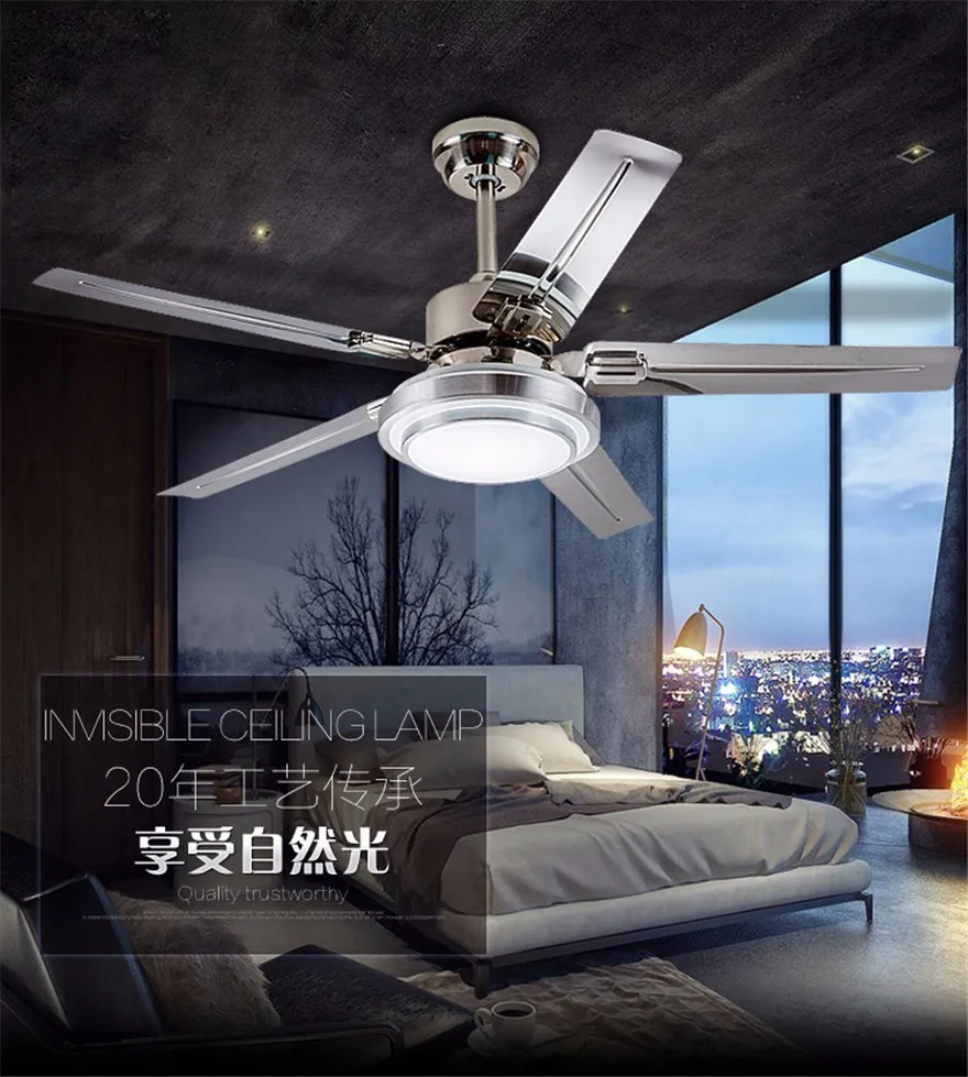 2019 Griestu Ventilators gaismas Modernu LED regulējams gaismas griestu ventilators gaismas modes dzelzs vienkāršu griestu lampa 42/52 Collu griestu ventilators Attēls 4