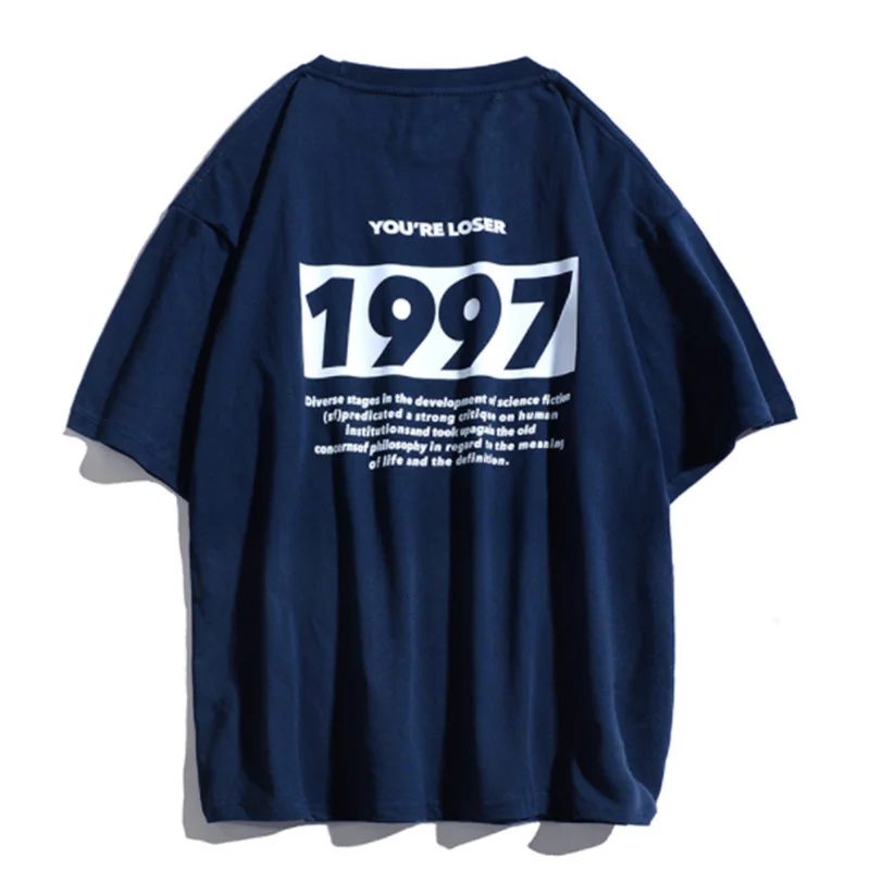 2022. gada Vasaras Modes Apaļu Kakla Īsām Piedurknēm 1997 Apdrukāta Kokvilnas Zaudēt Gadījuma T-krekls Vīriešiem un Sievietēm Attēls 1