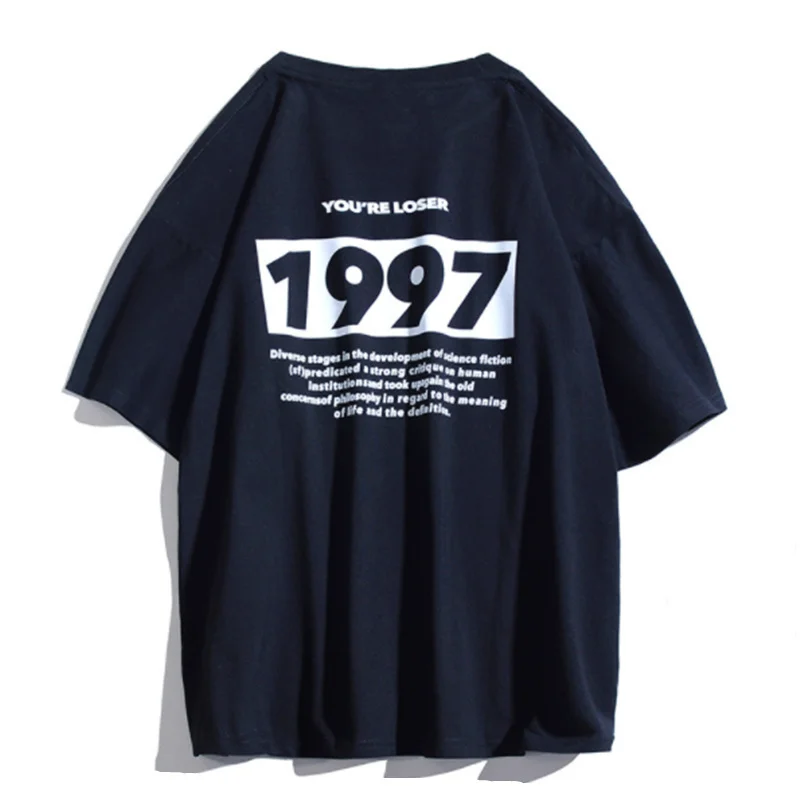2022. gada Vasaras Modes Apaļu Kakla Īsām Piedurknēm 1997 Apdrukāta Kokvilnas Zaudēt Gadījuma T-krekls Vīriešiem un Sievietēm Attēls 4