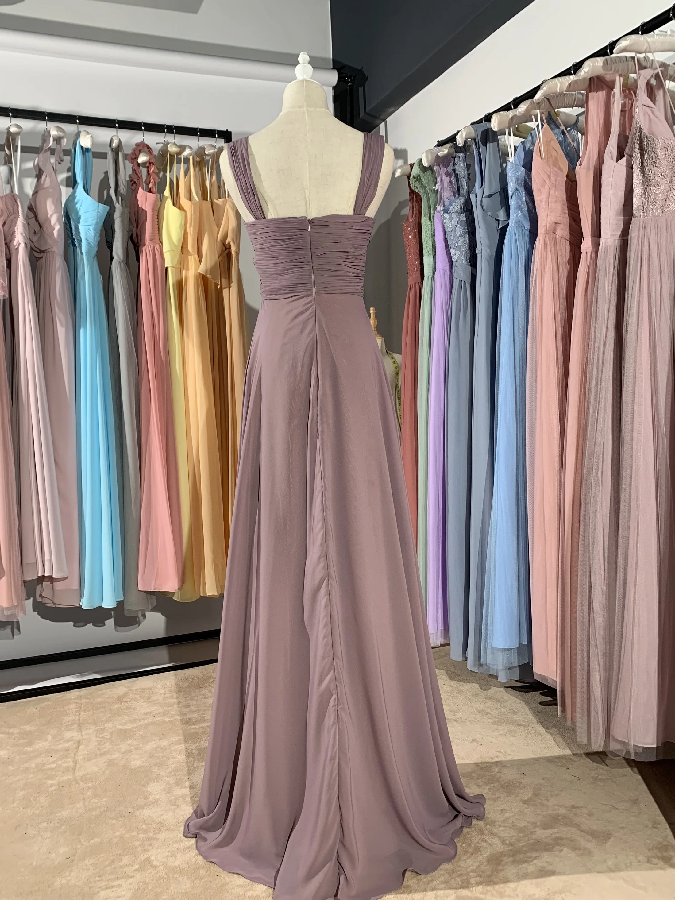 2022 jauns dažādu krāsu Violeta pelēka ilgi, V-veida kakla Ielocēm luckgirls šifona Pielāgojama modes līgavas kleita mocini tailor Attēls 3
