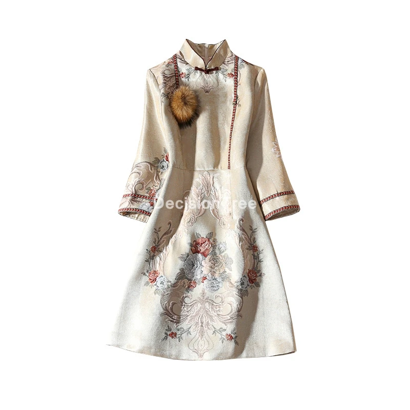 2022 vintage ķīniešu kleita qipao elegants sieviešu cheongsam mandarīnu apkakles ķīniešu kleita vestidos cheongsam kleita austrumu kleita Attēls 5
