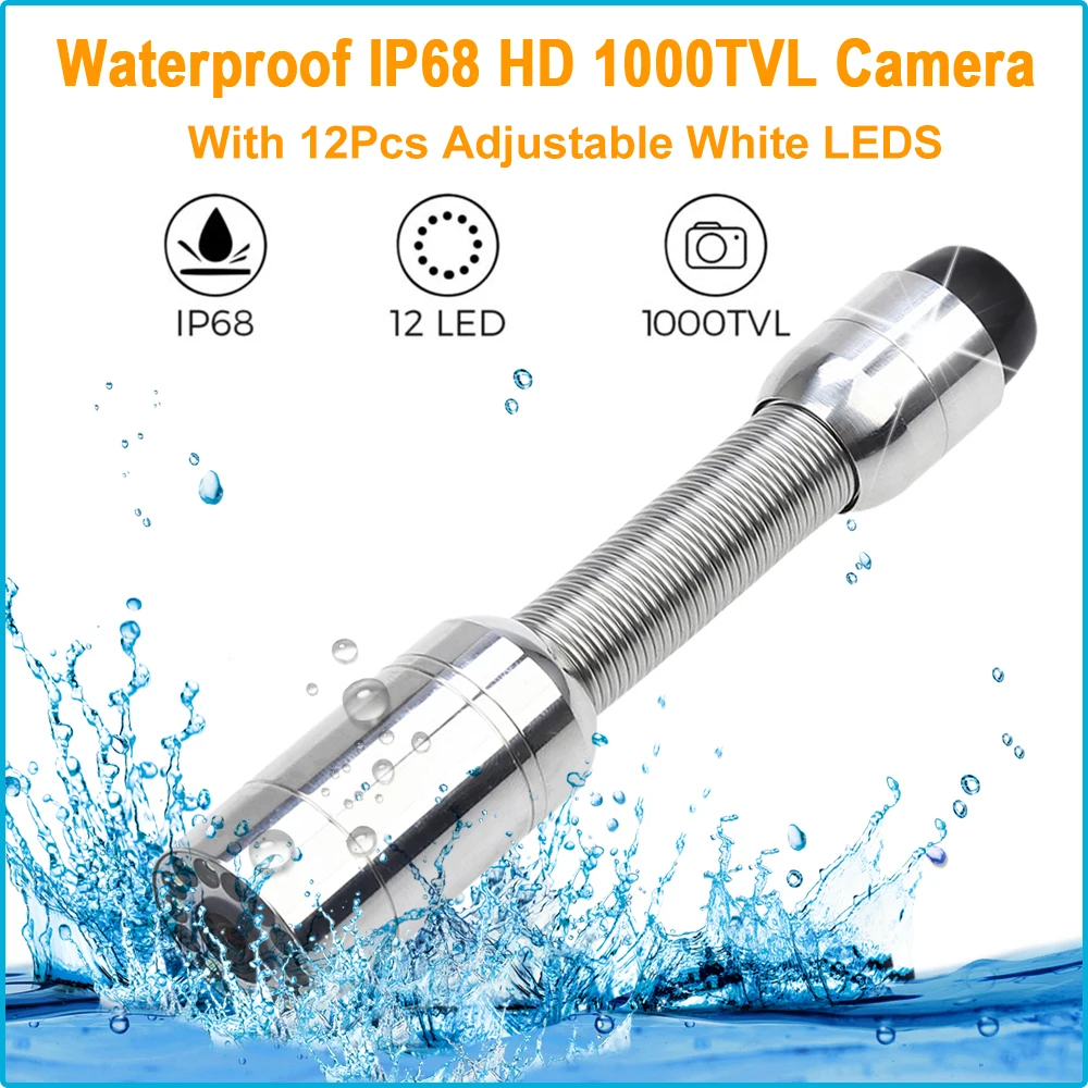 20M IP68 Ūdensnecaurlaidīga HD 23MM Objektīvam Drenāžas Kanalizācijas Cauruļvadu Industriālo Endoskopu, Cauruļu Pārbaudes Video Kamera Atbalsta Video Ierakstīšanu Attēls 3