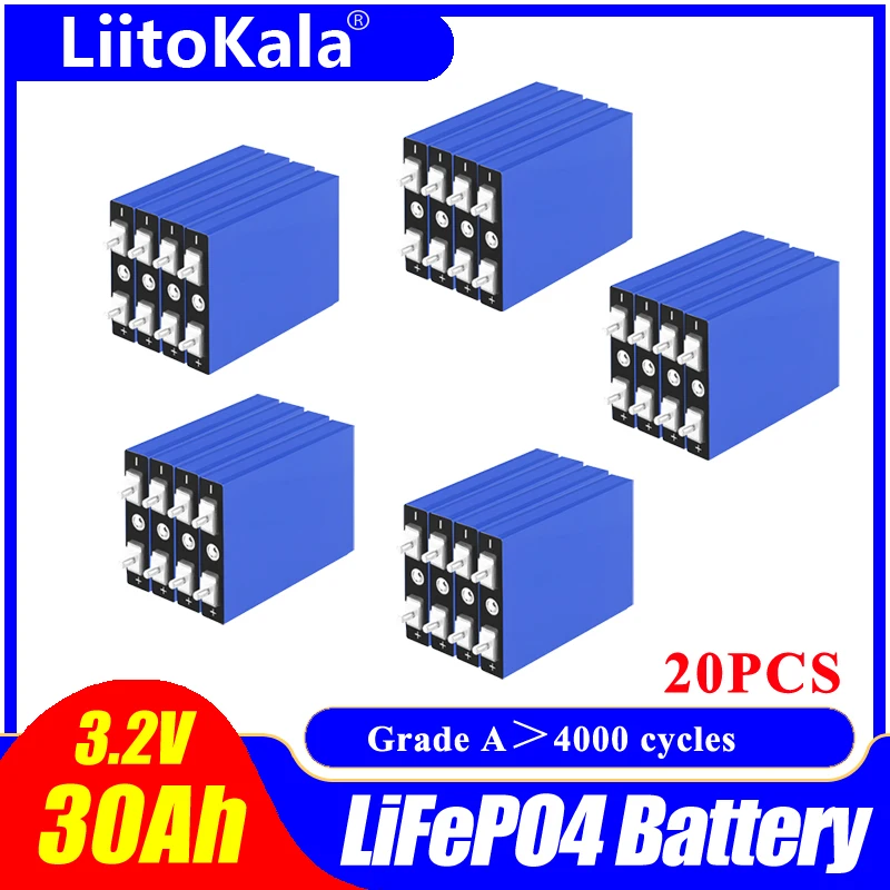 20pcs LiitoKala LiFePo4 3.2 V 30AH baterija litija bateria par diy 12V lifepo4 e-velosipēds e scooter riteņu krēslu AGV auto Golfa ratiņi Attēls 5