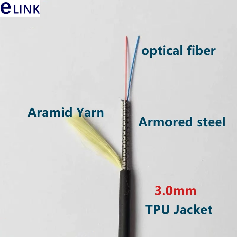 300mtr 2 cores Āra DVI LC-LC Fiber optic Patch cord ūdensizturīgs SM MM Bruņu CPRI TPU kabeļu FTTH FTTA džemperis ELINK Attēls 1