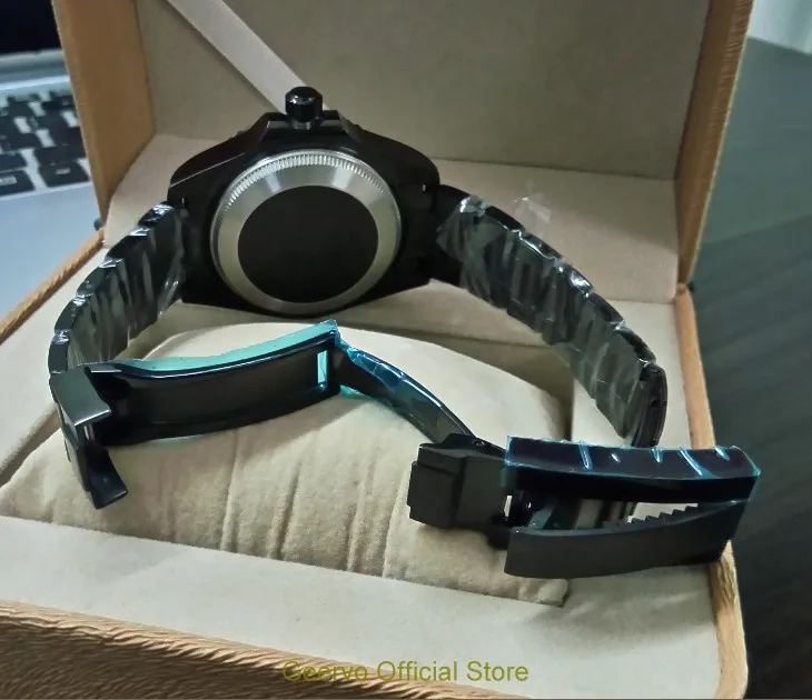 43mm blue&black dial, Black keramikas Bezel Automātiskā Self-Vēja kustību Vīriešiem Skatīties gaismas Mehāniskās pulksteņi pvd gadījumā gr209 Attēls 5