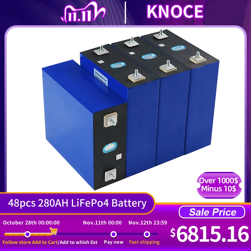 48 gab., 3.2 V 280ah Lifepo4 Tipa baterijas, Uzlādējams akumulators Litija dzelzs fosfāta saules enerģijas taupīšanas sistēma, Duty free Attēls 5