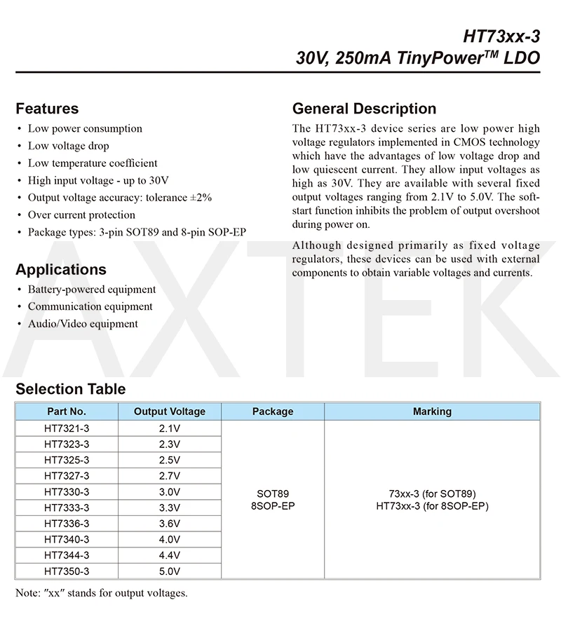 500pcs HT7330-3 HT7333-3 HT7350-3 3SOT89 ic mikroshēmā Elektronisko Komponentu Integrālās Shēmas TinyPower™ LDO sprieguma regulators Attēls 4