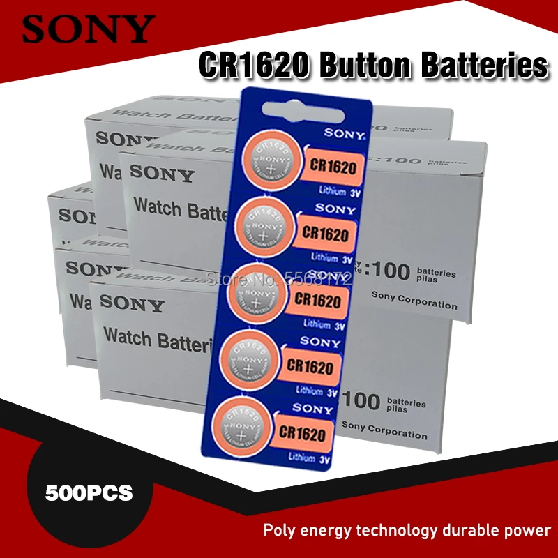 500pcs/Sony daudz Oriģināls CR1620 Poga Šūnu Akumulatoru Skatīties Auto Tālvadības Atslēgu cr 1620 ECR1620 GPCR1620 3 v Litija Bateriju Attēls 3