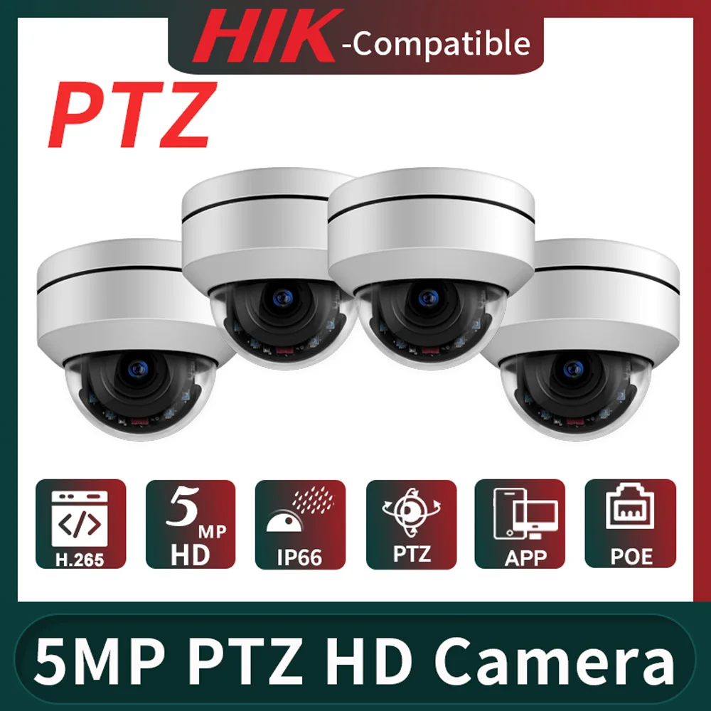 5MP 4X PTZ Ātrums Dome POE IP Kameru no 2,8 mm-12mm Drošības Uzraudzības CCTV IS P2P Plug&Play ar Hikvision 4gab/daudz Attēls 3