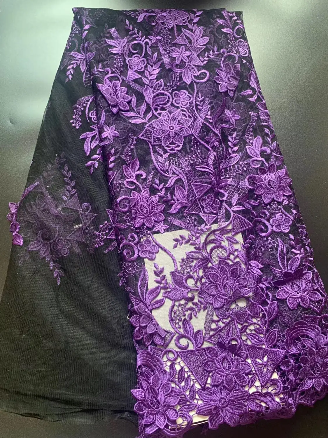 (5yards/gab) Augstas kvalitātes mīksta Āfrikas franču neto mežģīņu audums ar lielisku 3D ziedu izšuvumi puse kleita FCC116 Attēls 4