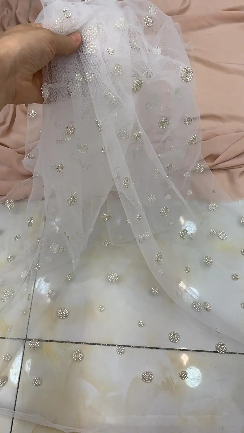 5yards/maiss Sudraba fāzēm, izšuvumi kārtas modelis modes audums kāzu kleitu dizaina YF97# Attēls 1