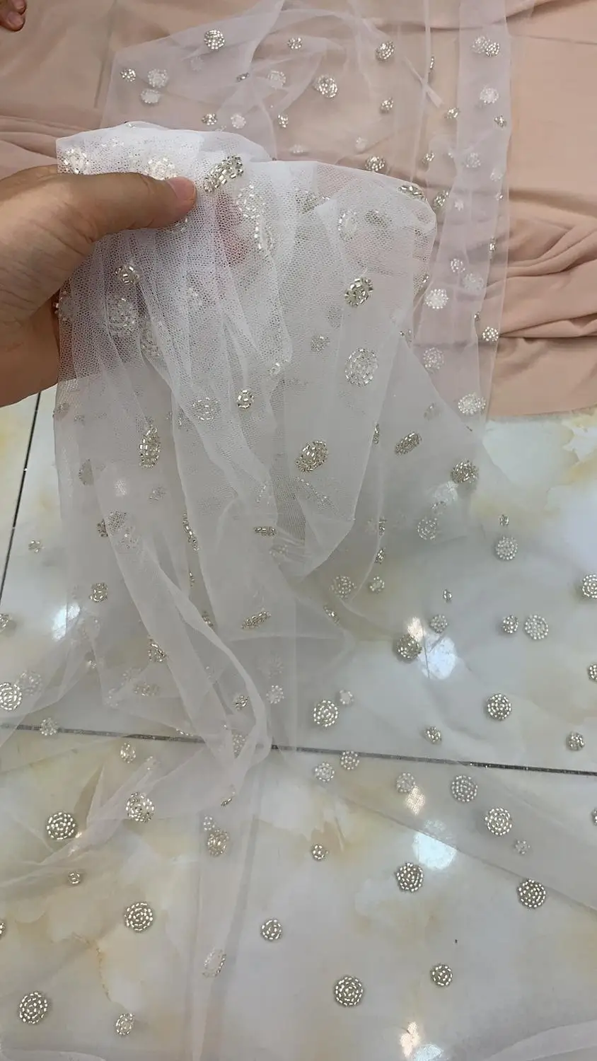5yards/maiss Sudraba fāzēm, izšuvumi kārtas modelis modes audums kāzu kleitu dizaina YF97# Attēls 2