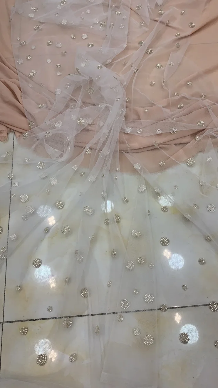 5yards/maiss Sudraba fāzēm, izšuvumi kārtas modelis modes audums kāzu kleitu dizaina YF97# Attēls 4