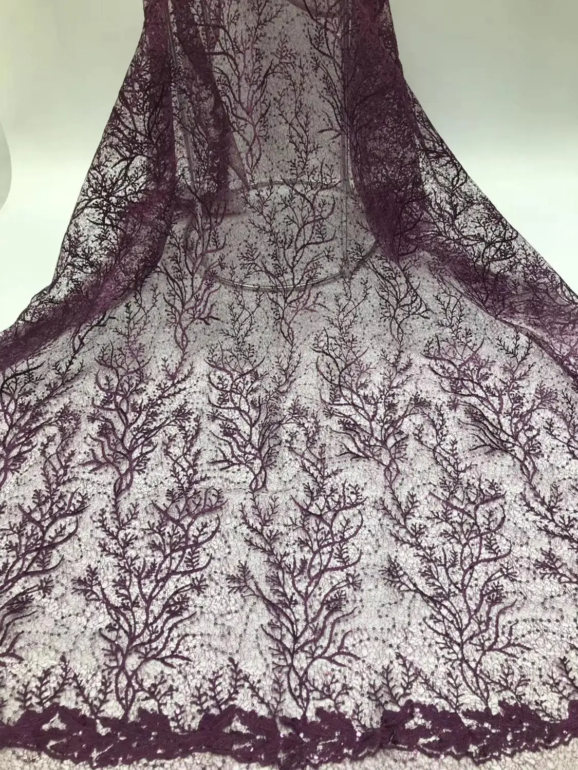 5yards/spilvenu Izšūšana sequin augu rakstaina modes auduma izmanto kāzu kleitu dizaina HENGX103# Attēls 1
