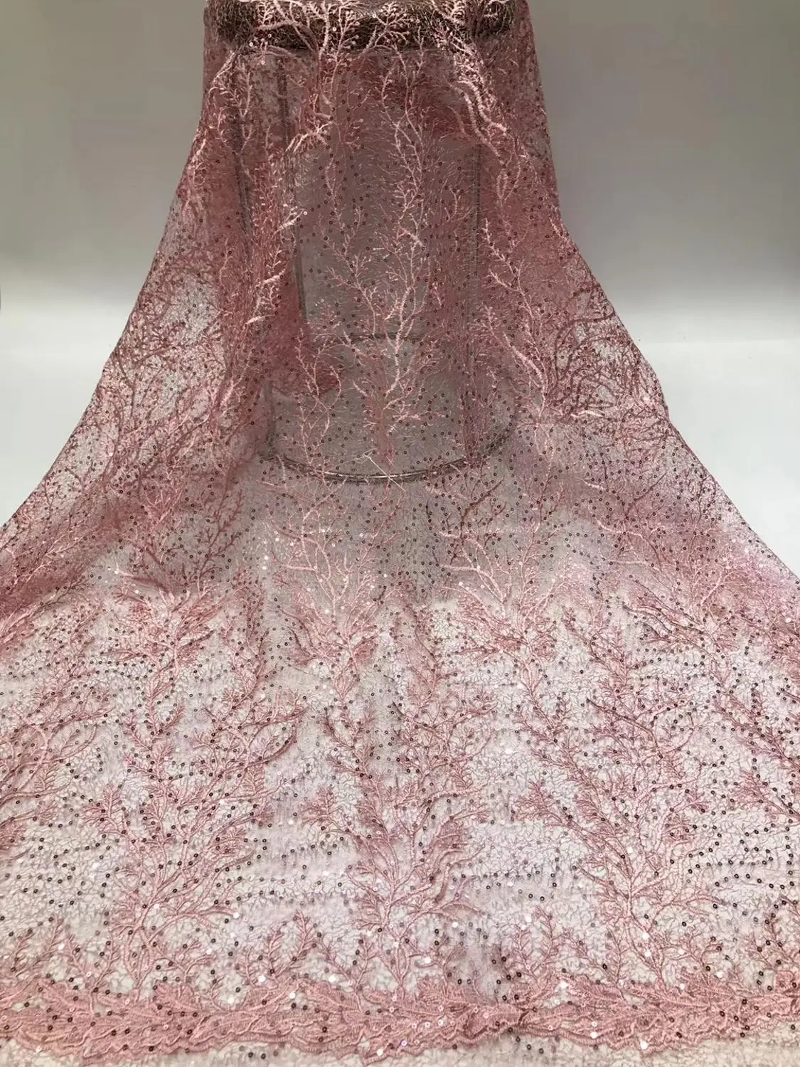 5yards/spilvenu Izšūšana sequin augu rakstaina modes auduma izmanto kāzu kleitu dizaina HENGX103# Attēls 2