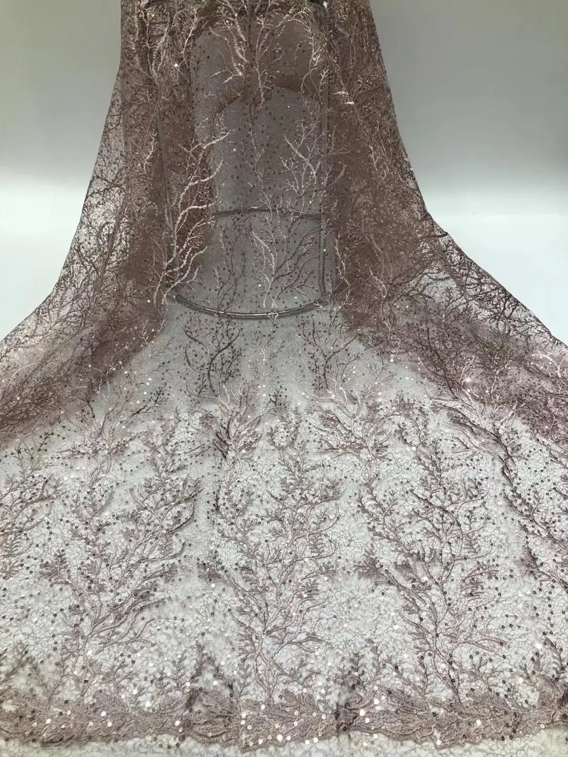 5yards/spilvenu Izšūšana sequin augu rakstaina modes auduma izmanto kāzu kleitu dizaina HENGX103# Attēls 3