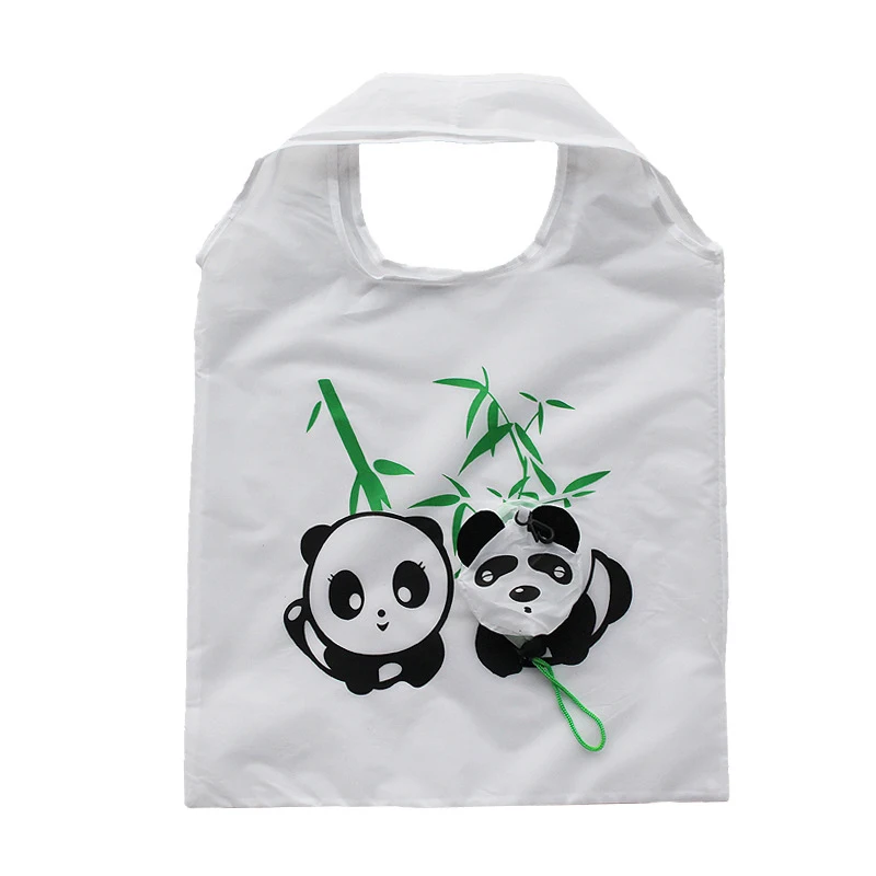 60PCS / DAUDZ Dzīvnieku Poliestera Karikatūra Locīšanas Soma Vides Aizsardzības Iepirkumu Maisiņu Druka Panda Radošo Tote Somas Attēls 4