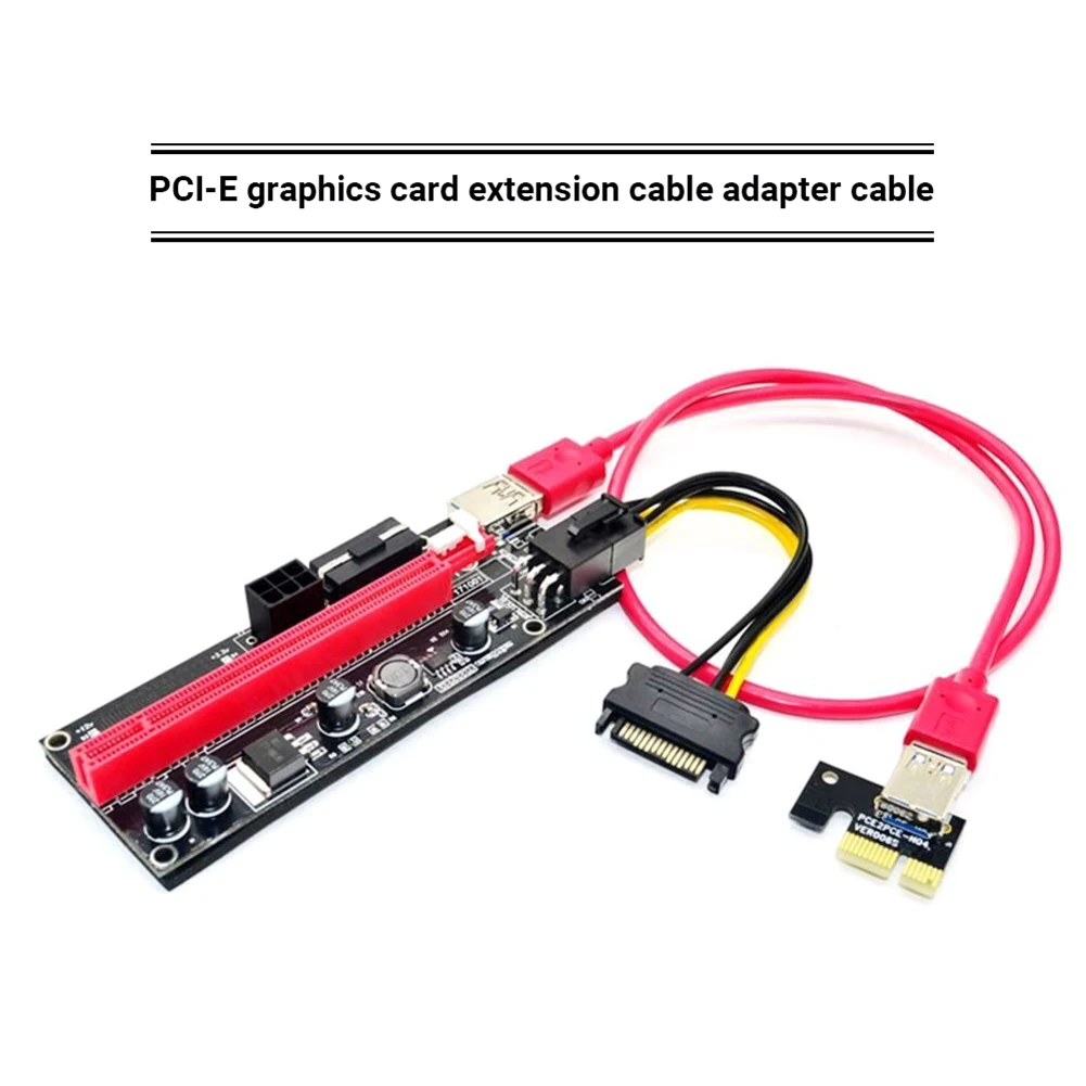 6pcs Jaunākās VER009 USB 3.0 PCI-E Stāvvadu VER 009S Express 1X 4x 8x 16x Extender Stāvvadu Adaptera Karti 15pin SATA 6 pin Power Cable Attēls 1