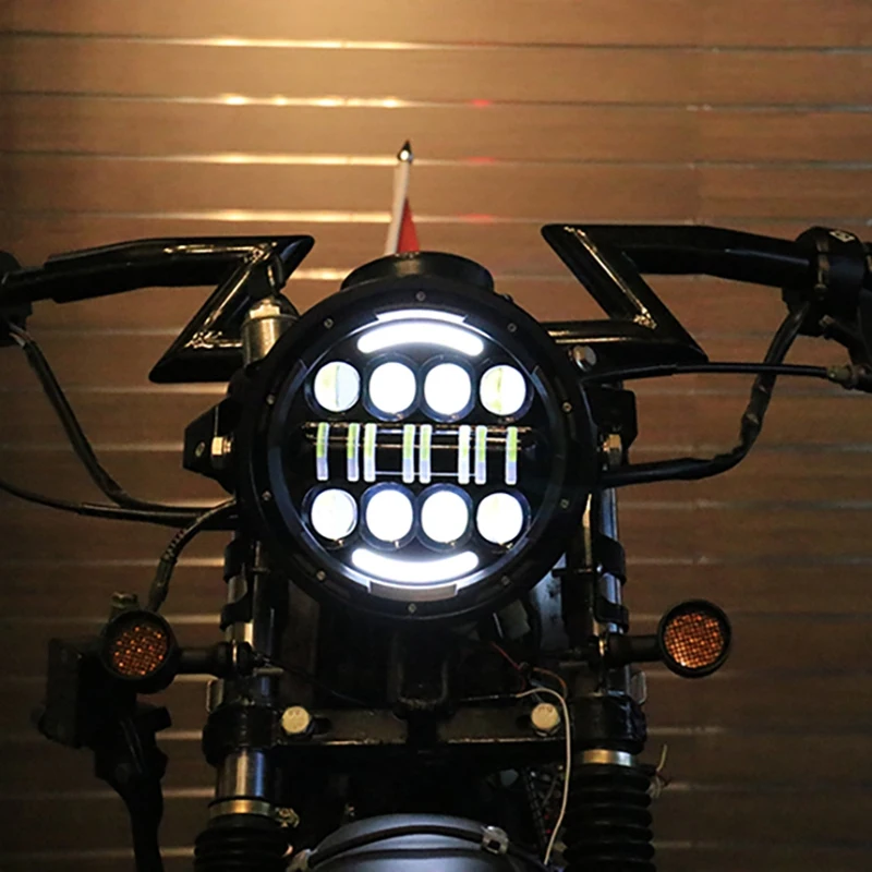 7 Collu LED Apaļo Lukturu 80W High Low Beam Projektoru ar dienas gaitas lukturi Pagrieziena Signāla Gaismu Jeep Wrangler Motociklu Attēls 3