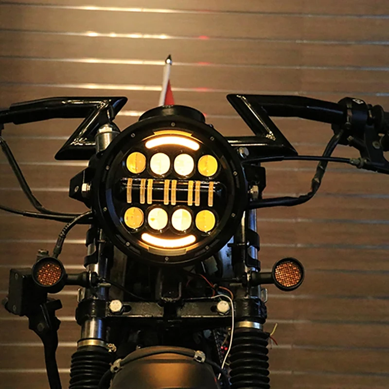 7 Collu LED Apaļo Lukturu 80W High Low Beam Projektoru ar dienas gaitas lukturi Pagrieziena Signāla Gaismu Jeep Wrangler Motociklu Attēls 5