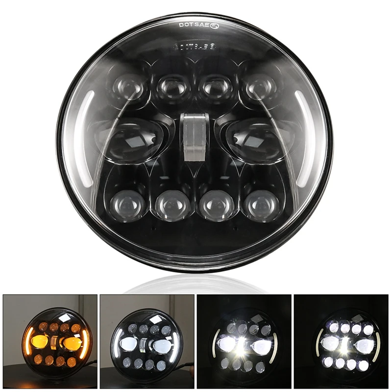 7 Collu LED Lukturu Auto, LED Gaismas, Augstas/Zemas Gaismas DRL Baltais Dzintars 12V LED Galvas Gaismas Lampa Jeep Wrangler Hummer Attēls 3
