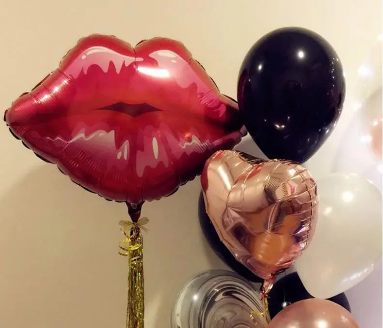75*75cm Lūpu Hēlija Baloni, Mīlestība Globos Rožu Sarkana Lūpu Balonu Valentīna Diena Kiss Me Folijas gaisa Balons, Kāzu Dekori SN3685 Attēls 3