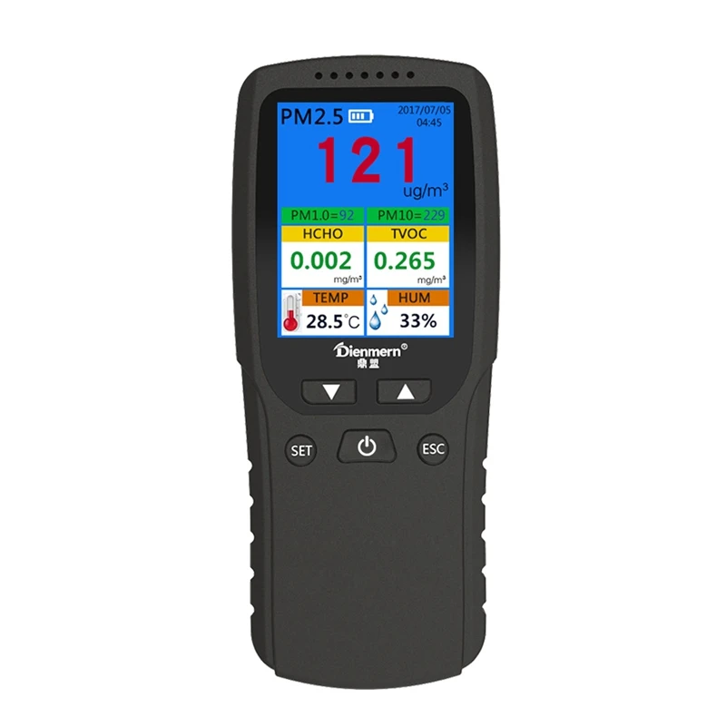 9 1 Gaisa Kvalitātes Monitors, Iekštelpu Āra PM2.5, PM1.0, PM10, HCHO, Detector Tester Temperatūras un Mitruma Sensors Attēls 5