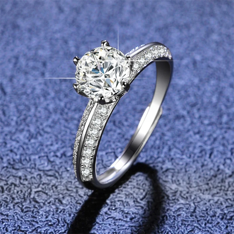 925 colorfast sieviešu Sudraba Gredzens D-KRĀSU Mossan diamond classic šarmu izsmalcinātu saderināšanās rotaslietas Attēls 1