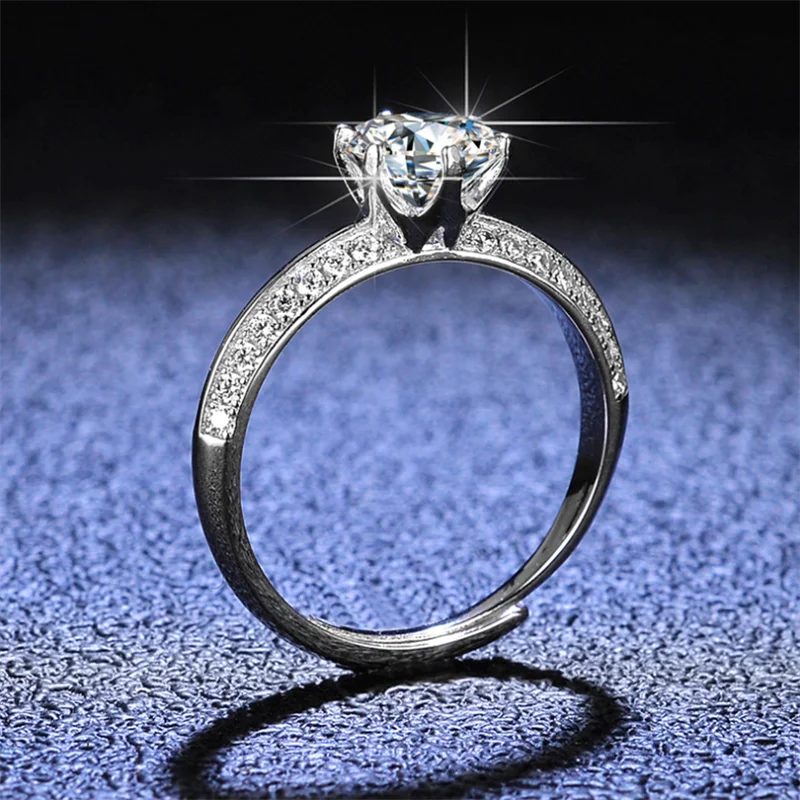 925 colorfast sieviešu Sudraba Gredzens D-KRĀSU Mossan diamond classic šarmu izsmalcinātu saderināšanās rotaslietas Attēls 2