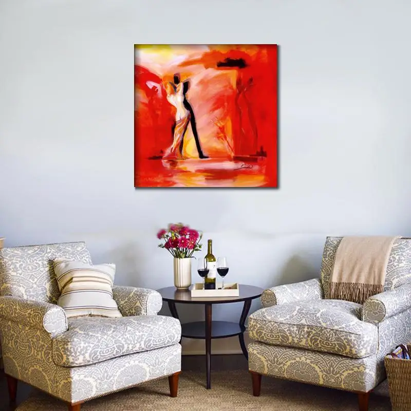 Abstrakts Attēls Glezniecības cienītājiem guļamistabai Romantika Red mūsdienu audekls mākslas Rokām krāsotas Augstas kvalitātes Attēls 2