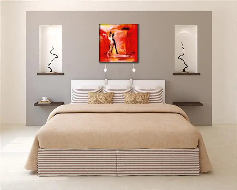 Abstrakts Attēls Glezniecības cienītājiem guļamistabai Romantika Red mūsdienu audekls mākslas Rokām krāsotas Augstas kvalitātes Attēls 3
