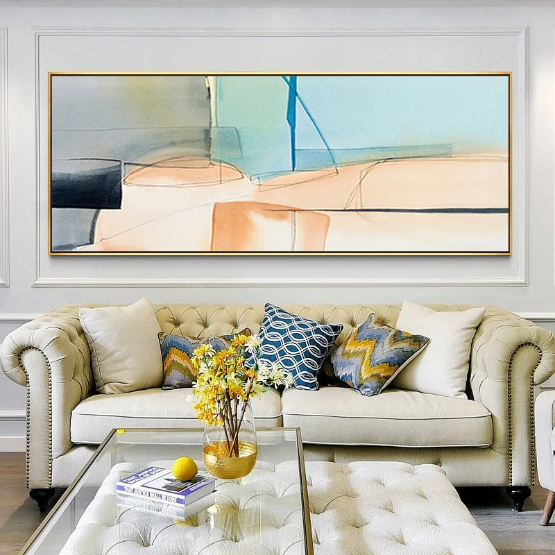 Abstraktās Glezniecības Zilā Audekla Glezna Birojs Mākslas Papildu lielizmēra Kanvas Mākslas Laikmetīgās Mākslas Dzīvojamā Istaba bildes mājas dizains Attēls 4