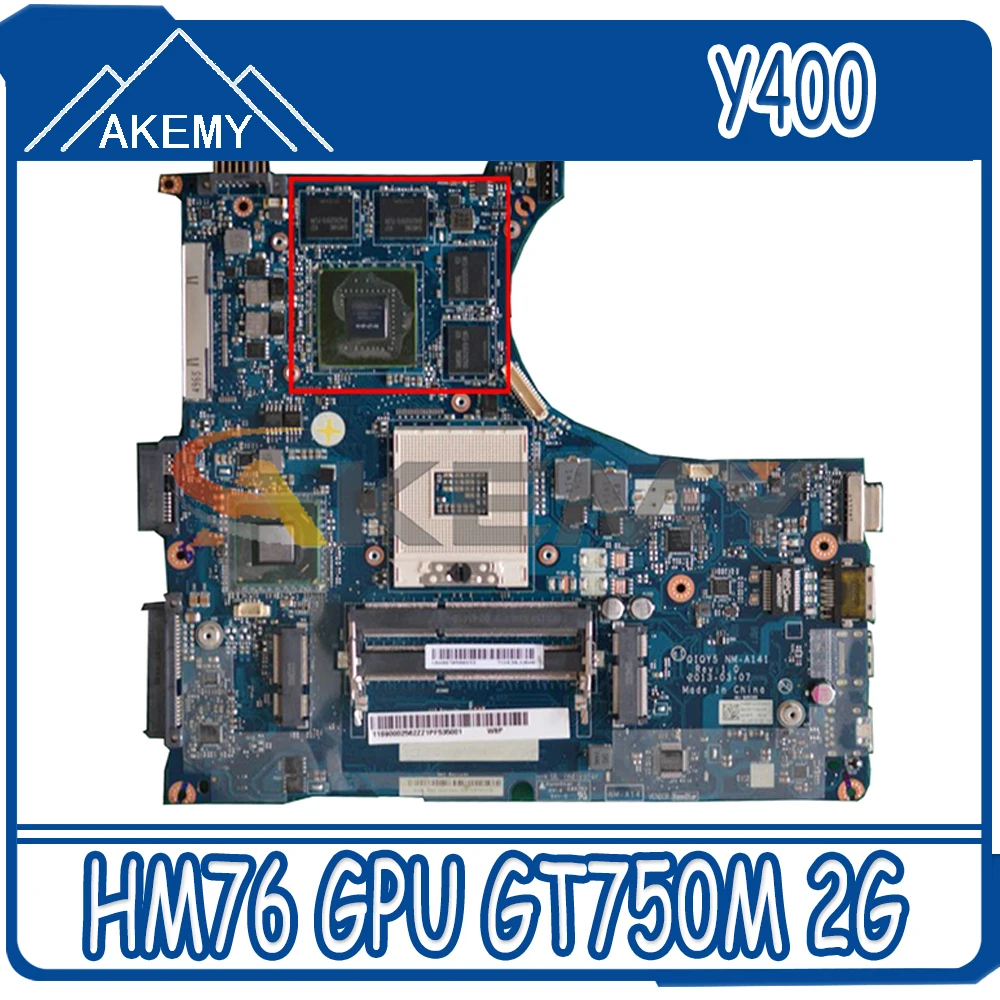 Akemy Lenovo Y400 Klēpjdators Mātesplatē QIQY5 NM-A141 900002563 Mātesplati PGA989 HM76 GPU GT750M 2G Pārbaudes Darbs Attēls 2