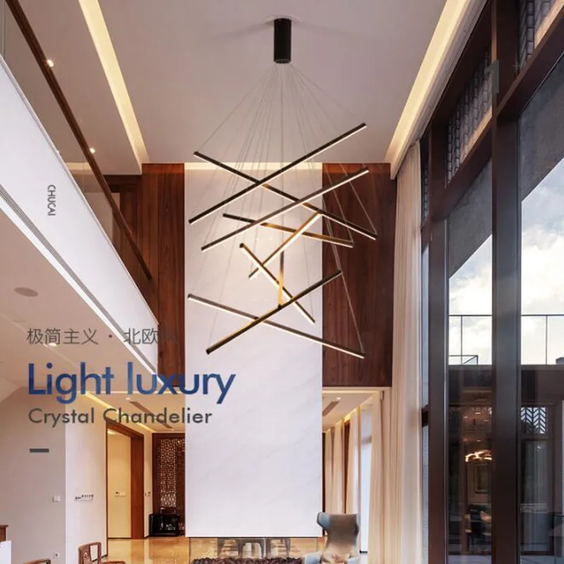 Alumīnija Joslas LED Lustras Mūsdienu Iekštelpu Dizains Dzīvojamā Istaba, Griestu Lustras Ēdamistaba Kulons Lampas Duplex Dzīvoklis Gaismas Attēls 2
