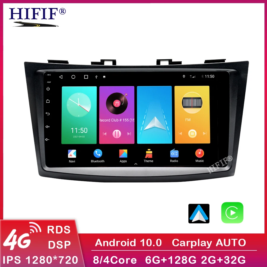 Android 10 Auto Multimedia Player Suzuki Swift 4 2011-Radio Auto Stereo 2DIN GPS Navi Video 4G WIFI DSP FM SWC Bluetooth Attēls 1