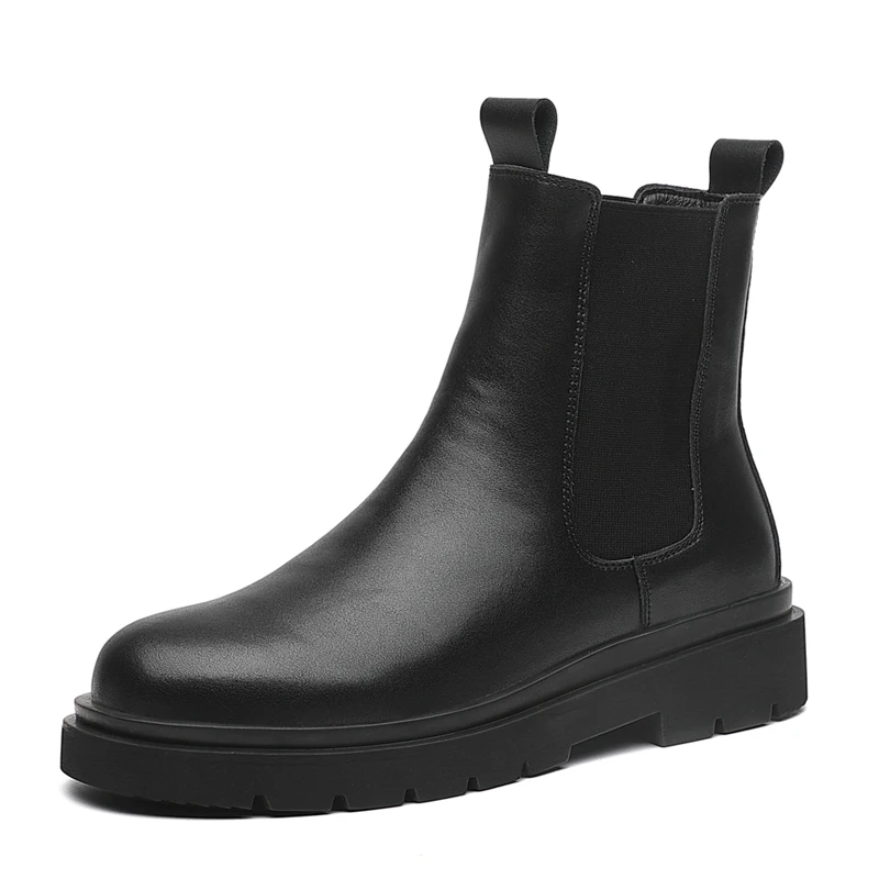 Anglijas stila vīriešu luksusa modes motociklu zābaki black original ādas kurpes, kovboju platforma boot jūra chelsea botas masculina Attēls 2