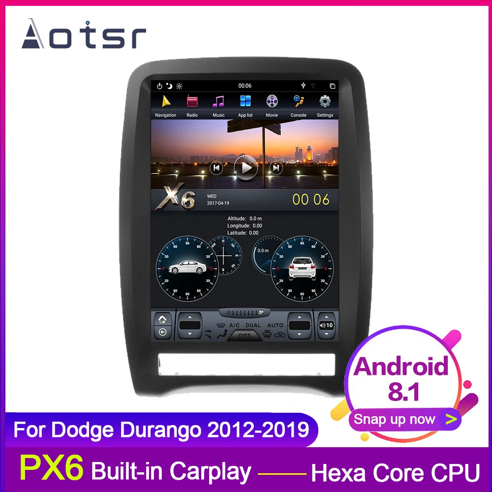 AOTSR Android 8.1 Tesla stila Vertikāla ekrāna, Auto GPS Navigācijas, Par DODGE DURANGO 2012. -. gadam Stereo Multimediju Atskaņotājs, Radio Attēls 3